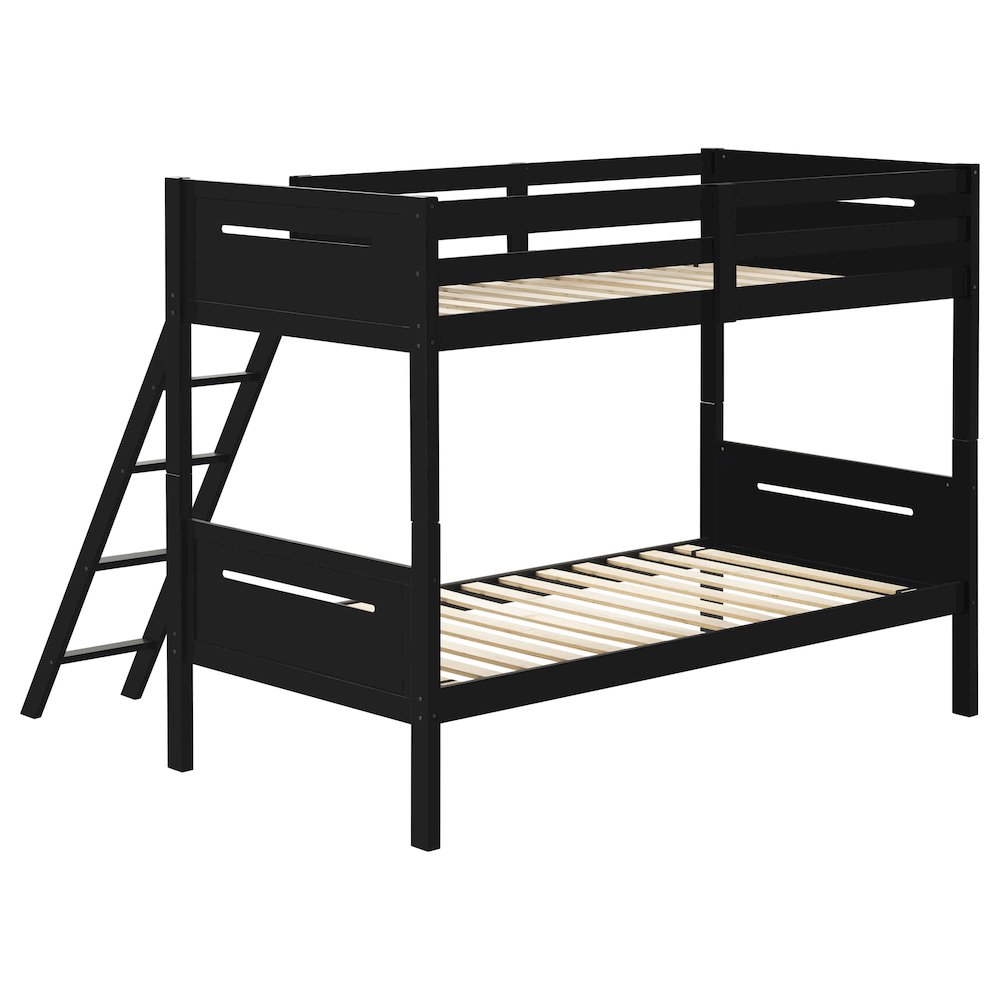 Wooden Bunk Bed with Built-in Ladder
