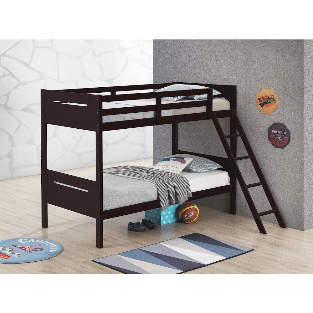 Wooden Bunk Bed with Built-in Ladder