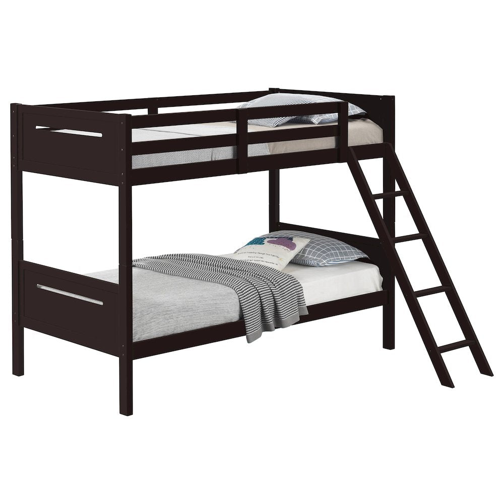Wooden Bunk Bed with Built-in Ladder