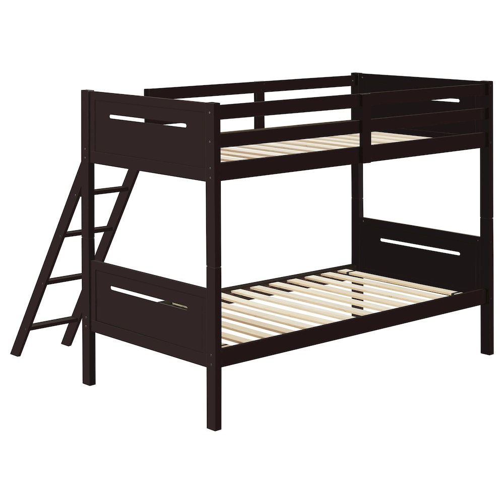 Wooden Bunk Bed with Built-in Ladder
