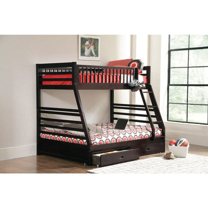 Newhall Cappuccino 2-drawers Twin Over Full Bunk Bed