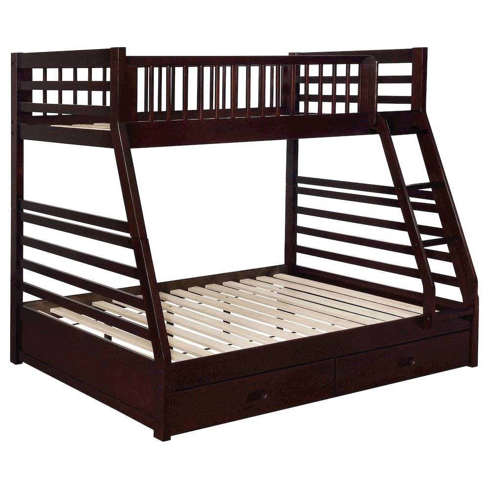 Newhall Cappuccino 2-drawers Twin Over Full Bunk Bed