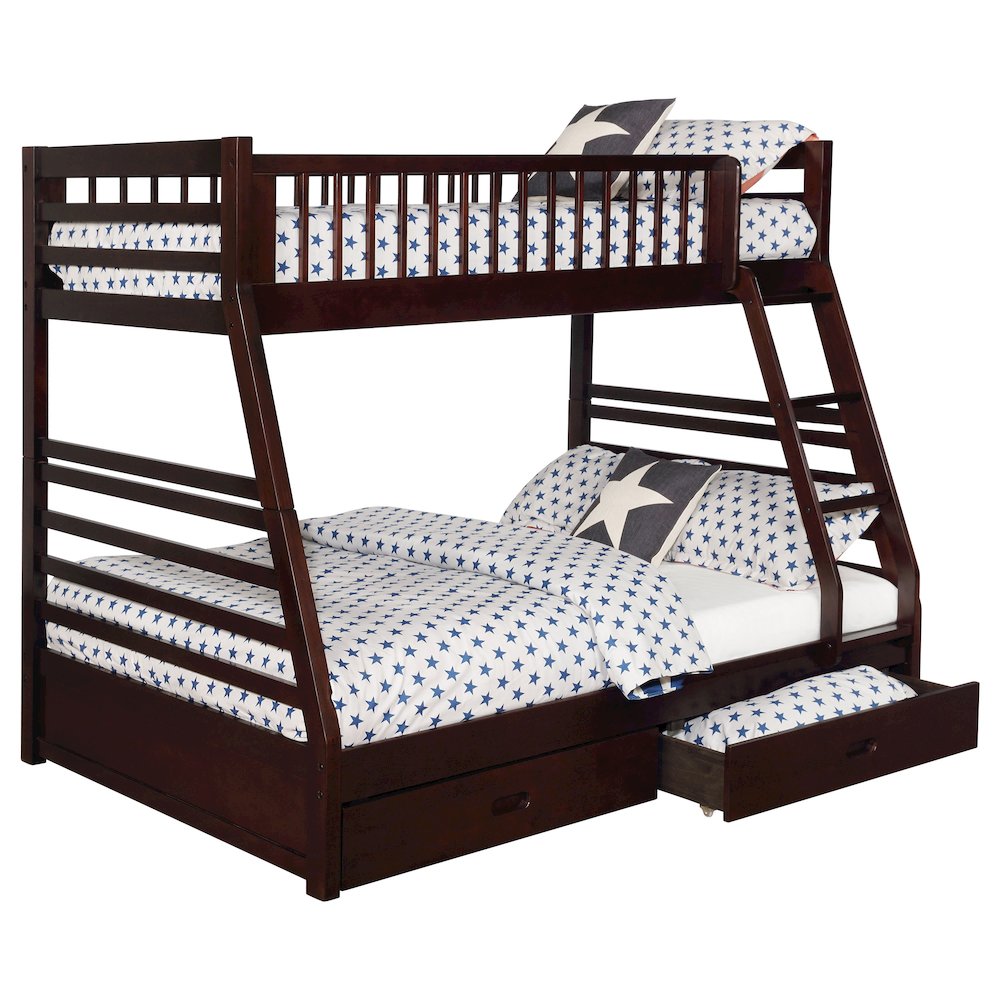 Newhall Cappuccino 2-drawers Twin Over Full Bunk Bed