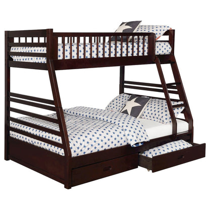 Newhall Cappuccino 2-drawers Twin Over Full Bunk Bed