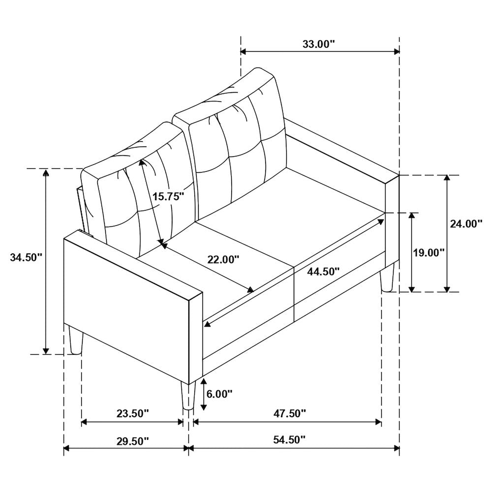 Tufted Cushion Back Loveseat