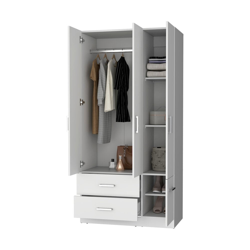 4-Door 2-Drawer Armoire White