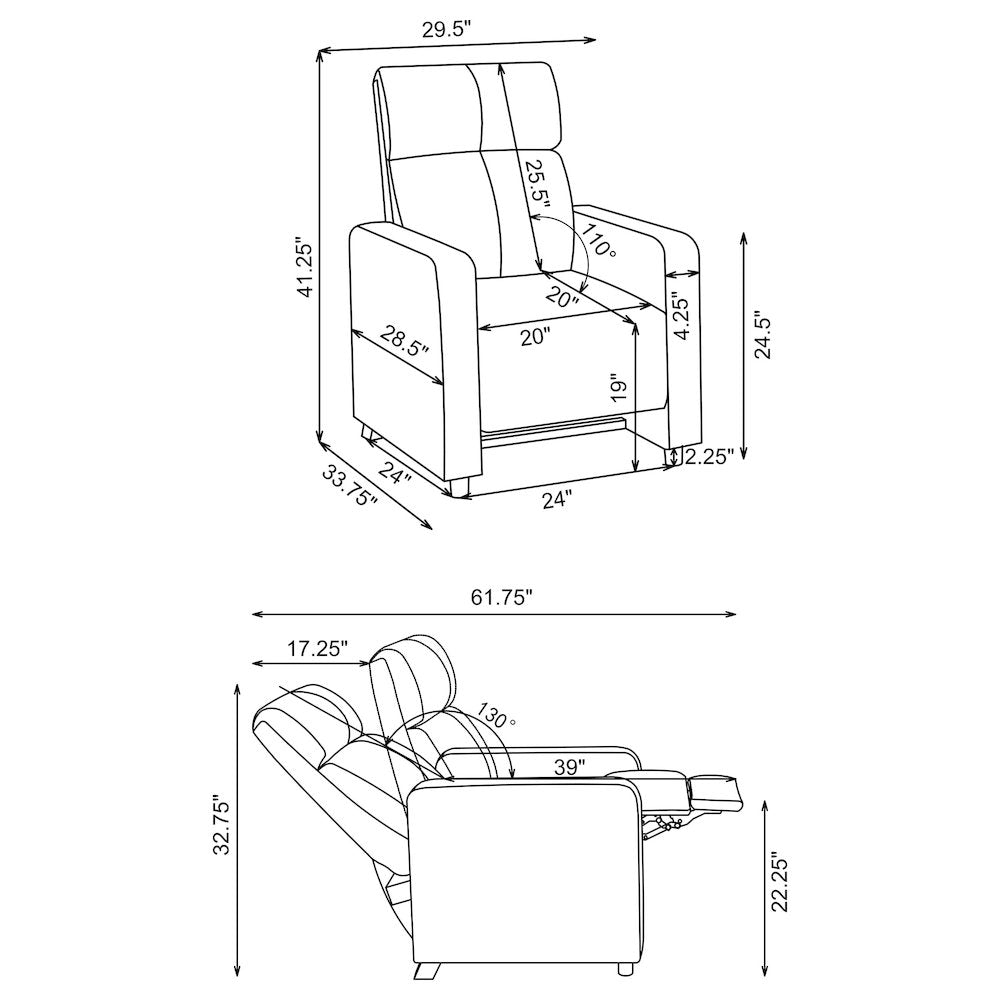 Black Upholstered Push-Back Recliner