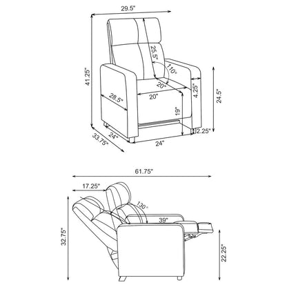 Black Upholstered Push-Back Recliner