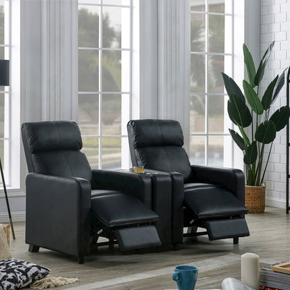 Black Upholstered Push-Back Recliner