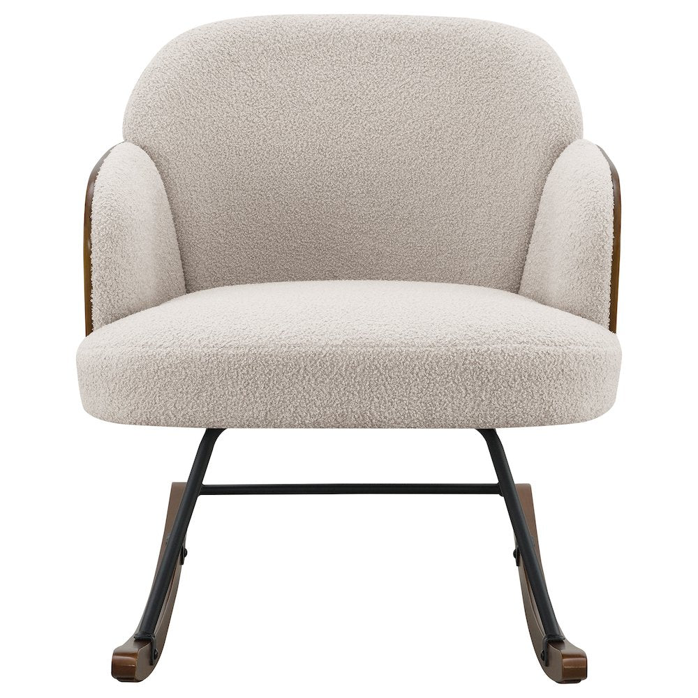 Valera Beige Boucle Upholstered Mid Back Rocking Chair