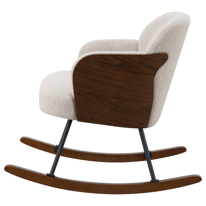 Valera Beige Boucle Upholstered Mid Back Rocking Chair