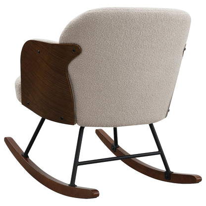 Valera Beige Boucle Upholstered Mid Back Rocking Chair