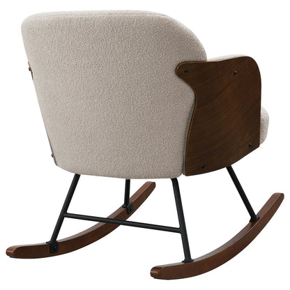 Valera Beige Boucle Upholstered Mid Back Rocking Chair