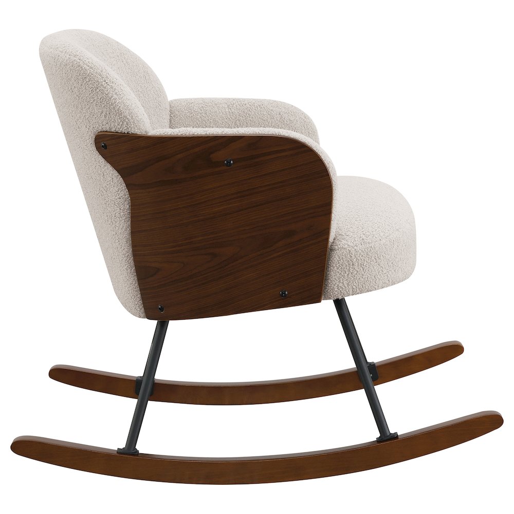 Valera Beige Boucle Upholstered Mid Back Rocking Chair