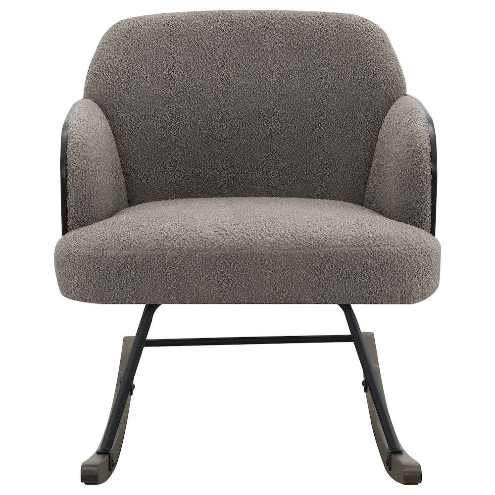 Valera Taupe Boucle Upholstered Mid Back Rocking Chair