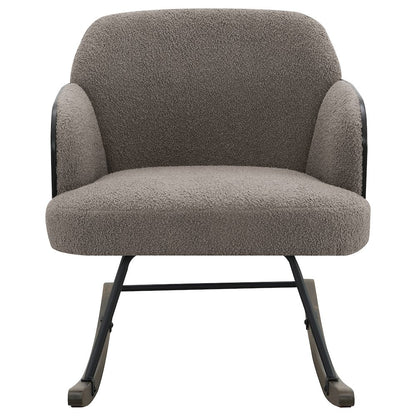 Valera Taupe Boucle Upholstered Mid Back Rocking Chair