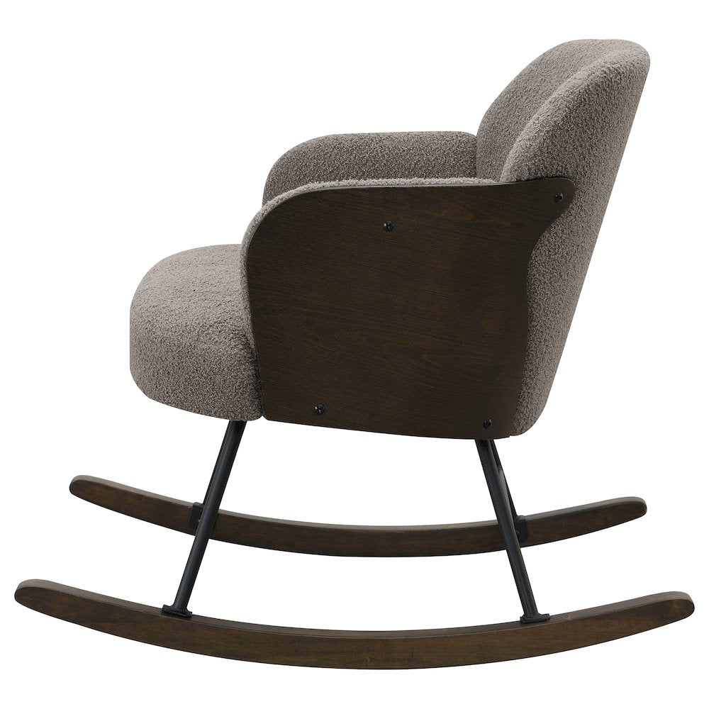 Valera Taupe Boucle Upholstered Mid Back Rocking Chair