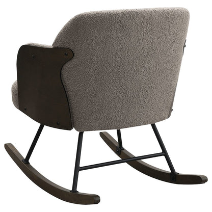Valera Taupe Boucle Upholstered Mid Back Rocking Chair
