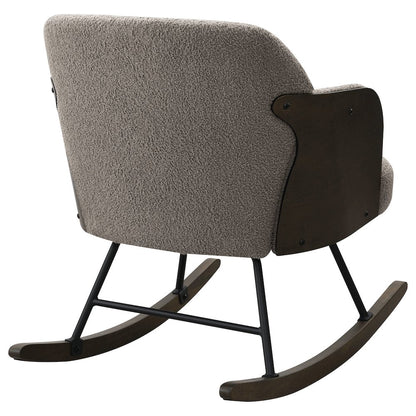 Valera Taupe Boucle Upholstered Mid Back Rocking Chair
