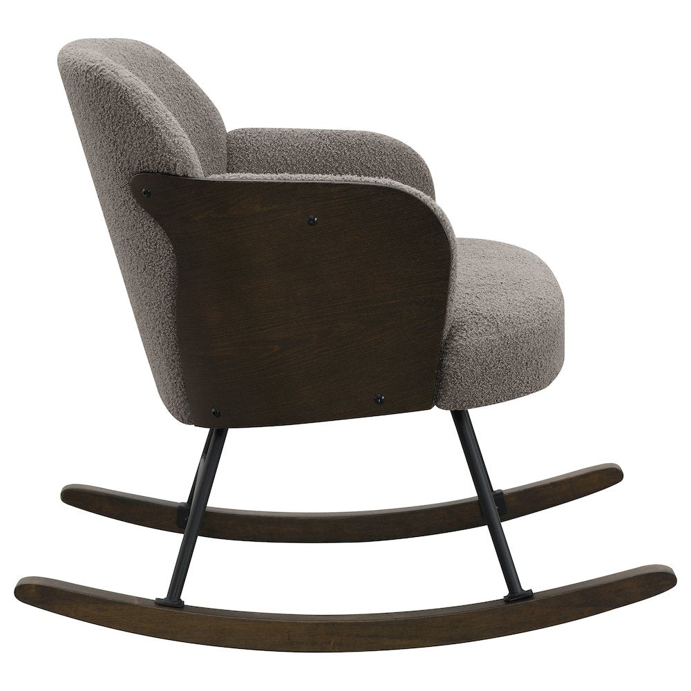 Valera Taupe Boucle Upholstered Mid Back Rocking Chair
