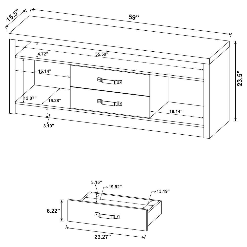 Grey Driftwood 2-drawer TV Console