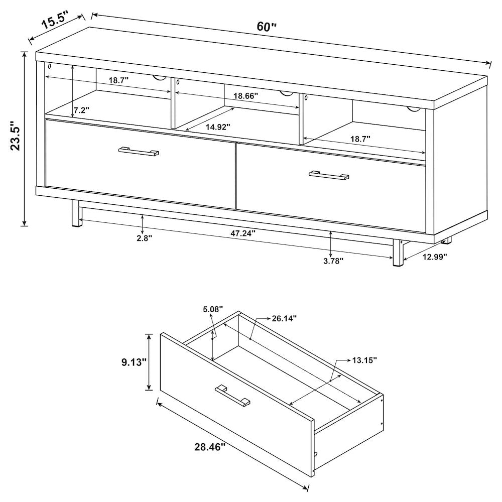 60-inch Drawer Storage TV Console