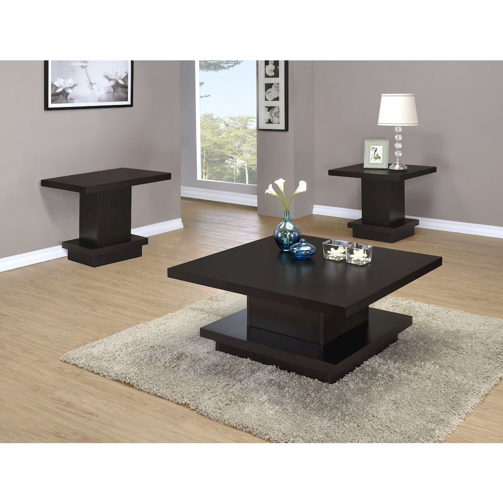Haxton Cappuccino 3-piece Square Coffee and End Table Set