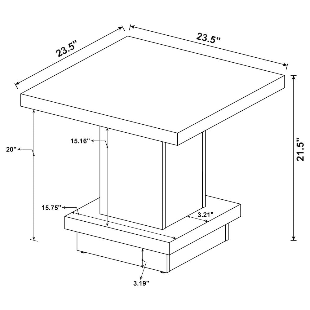Haxton Cappuccino 3-piece Square Coffee and End Table Set