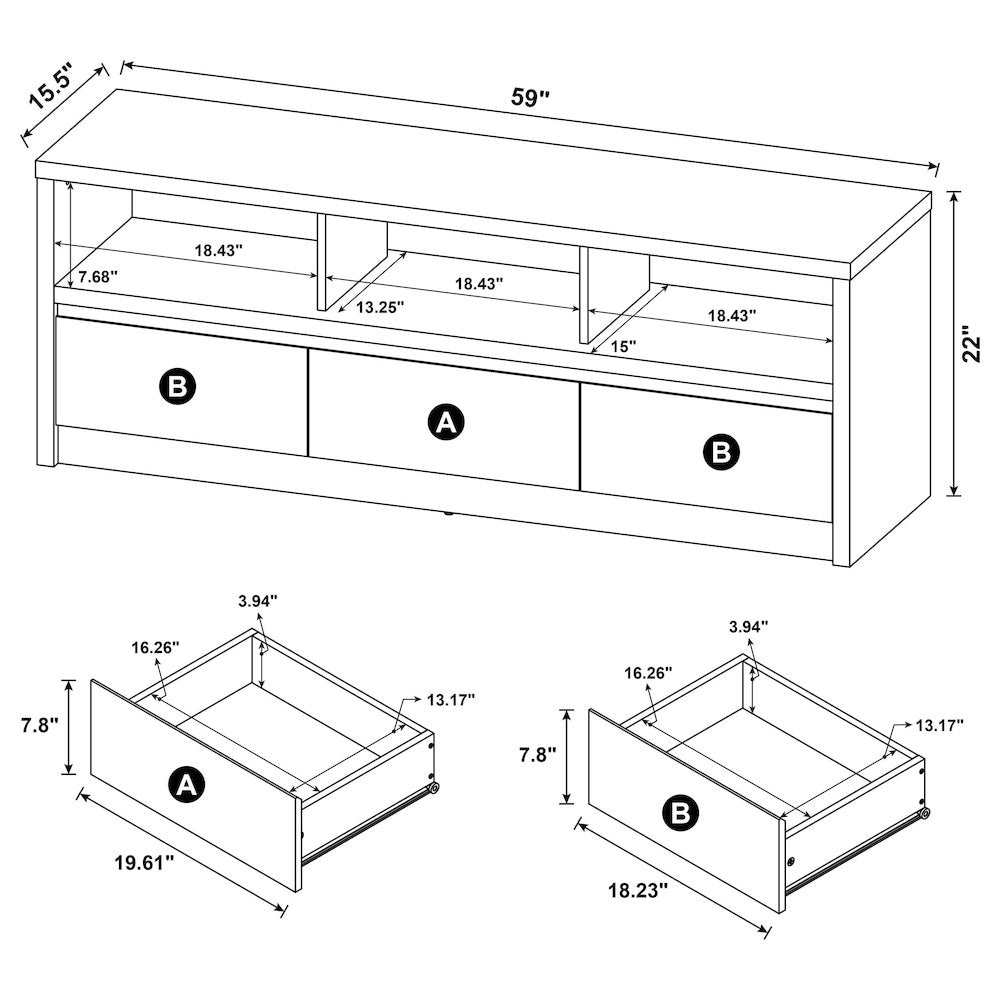 O'Brien Black 3-drawer TV Stand Media Console