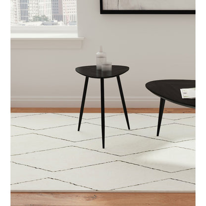Xander Black Triangular Solid Wood End Table