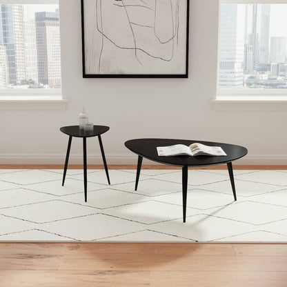 Xander Black Triangular Solid Wood End Table