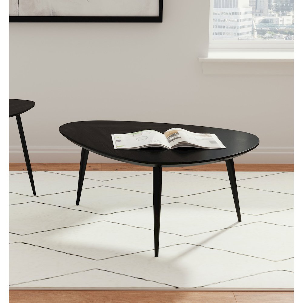 Xander Black Triangular Solid Wood Coffee Table