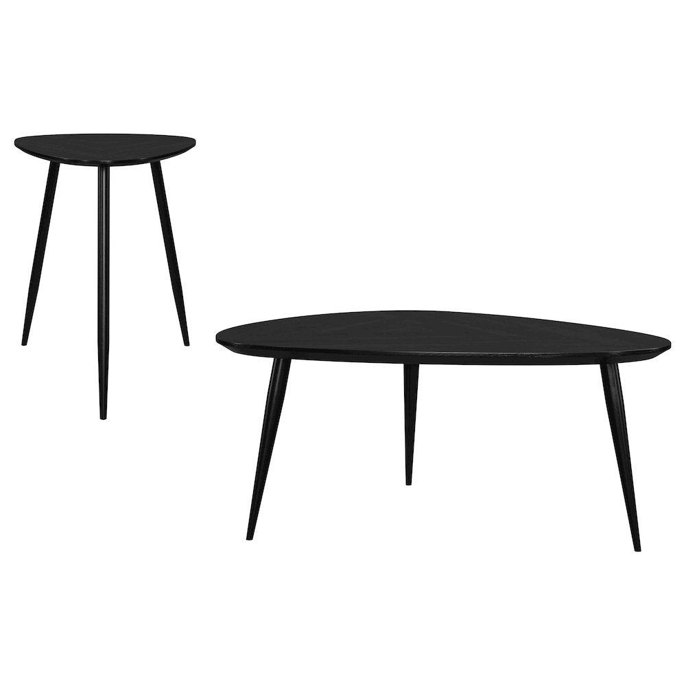 Xander Black 2-piece Triangular Coffee and End Table Set