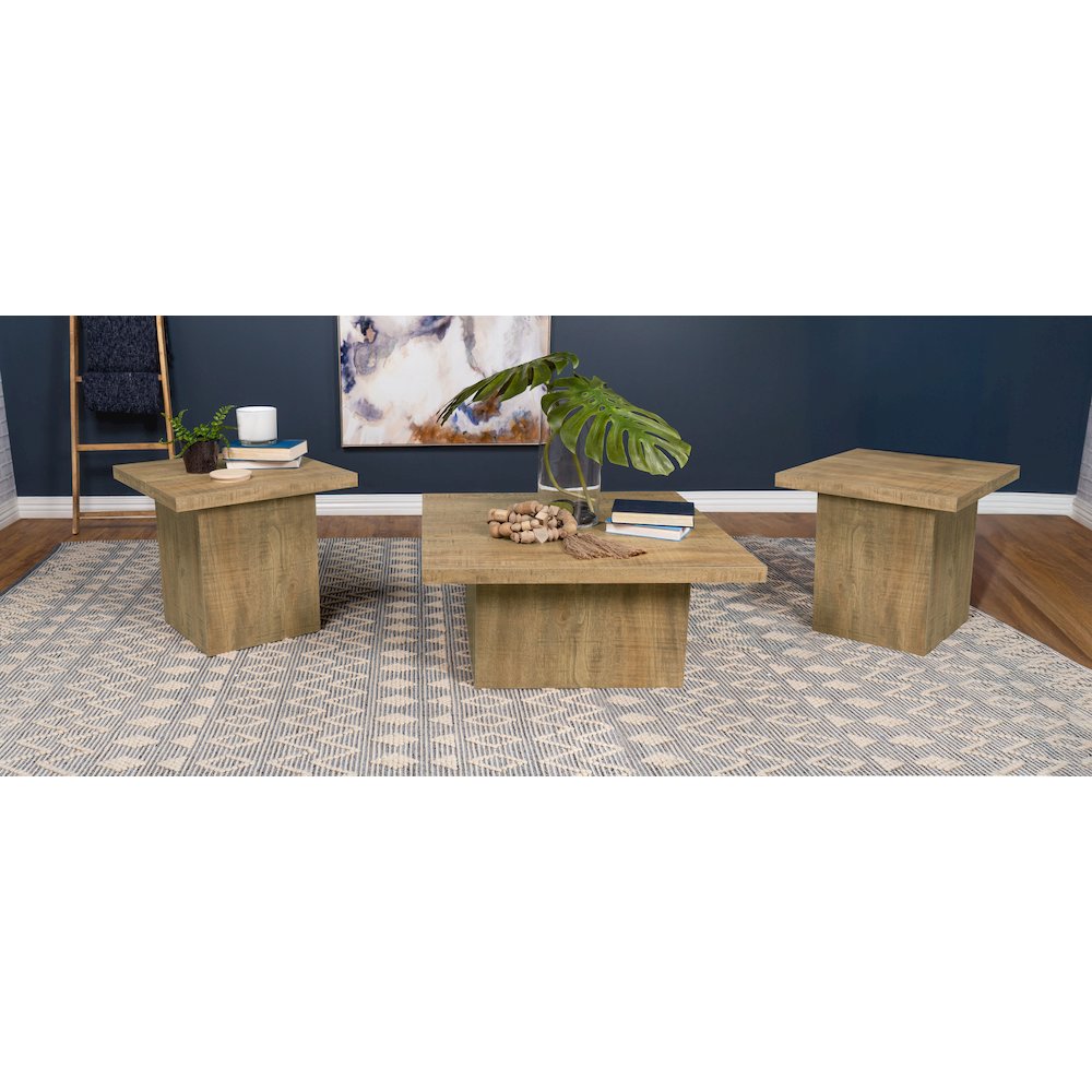 Exeter Mango Square 3-piece Coffee Table Set