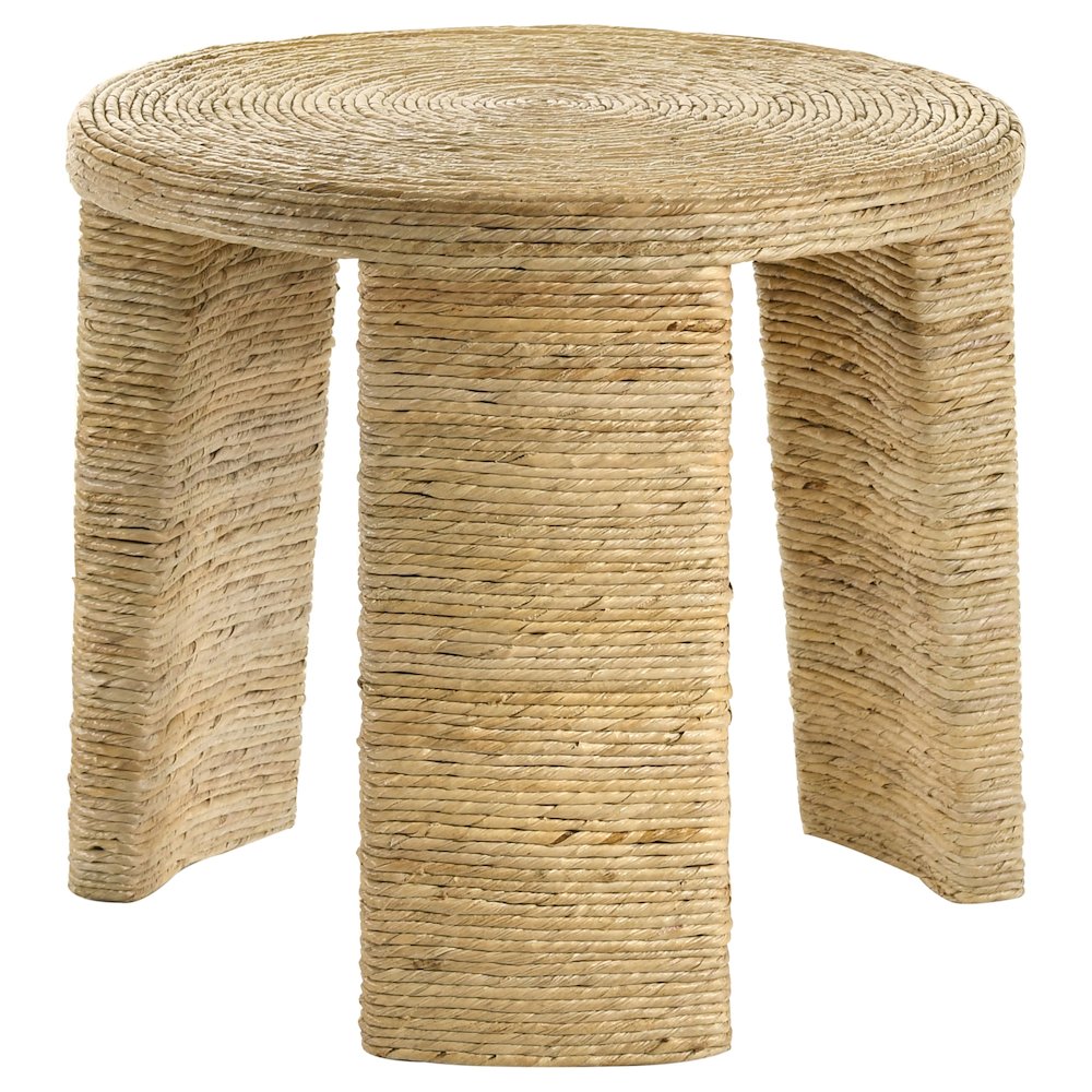 Natural Woven Rattan Round End Table