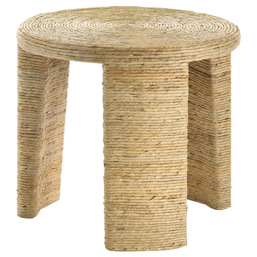 Natural Woven Rattan Round End Table