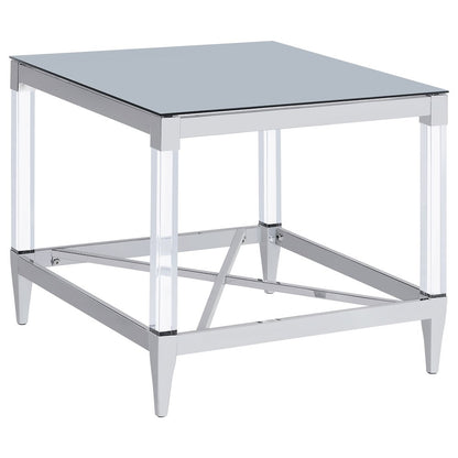 Chrome Square End Table with Acrylic Legs