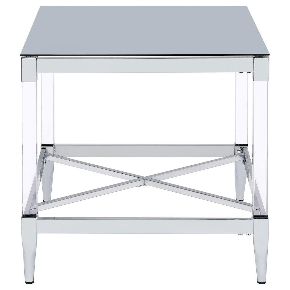 Chrome Square End Table with Acrylic Legs