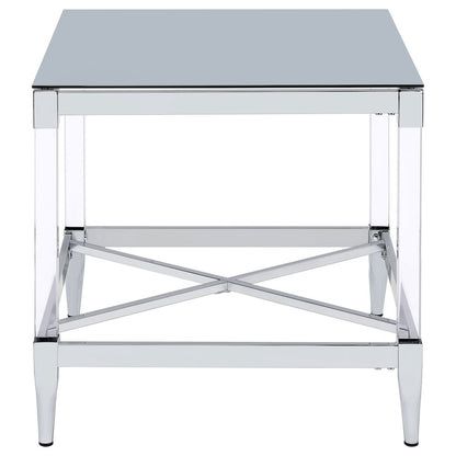 Chrome Square End Table with Acrylic Legs