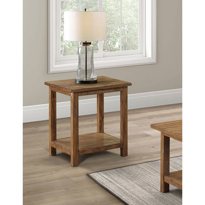 Castleton Distressed Brown Wood End Table with Shelf