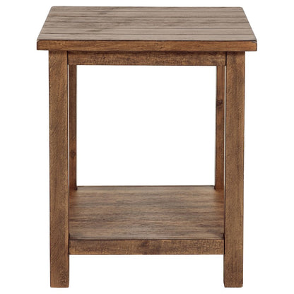 Castleton Distressed Brown Wood End Table with Shelf