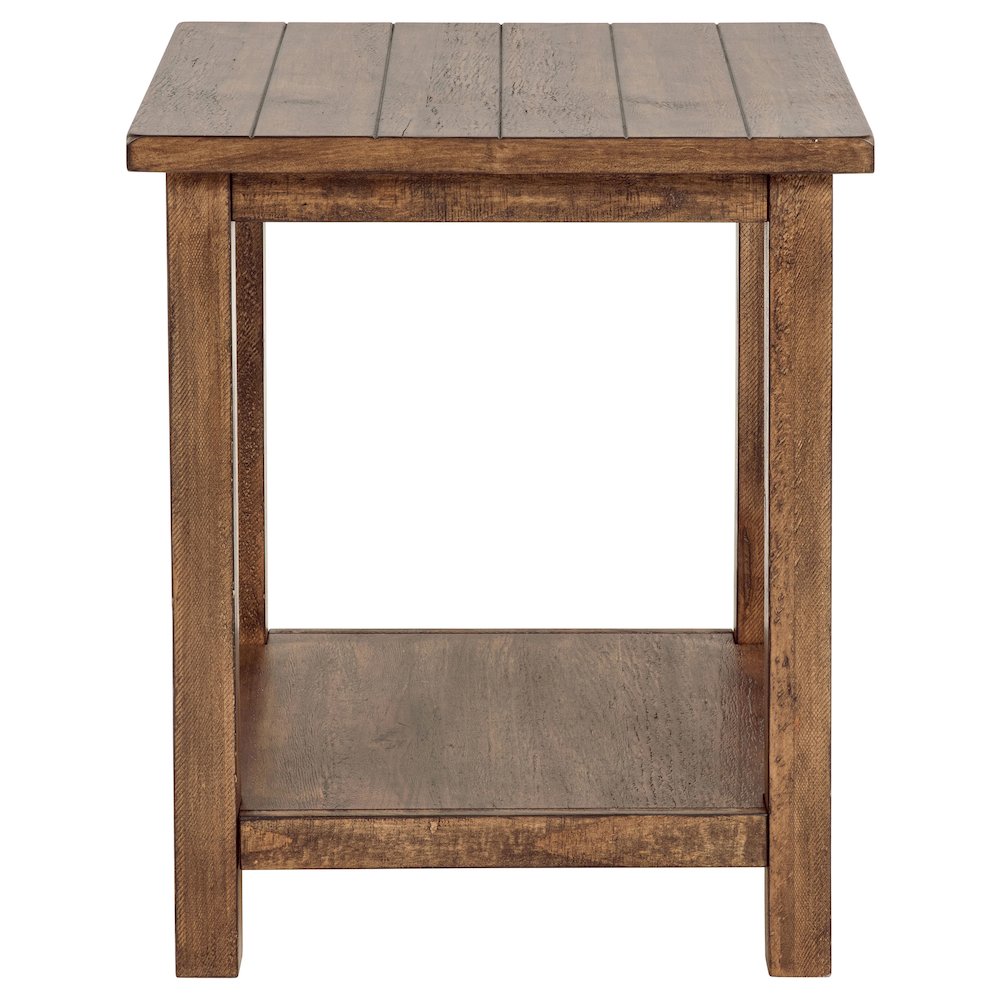 Castleton Distressed Brown Wood End Table with Shelf