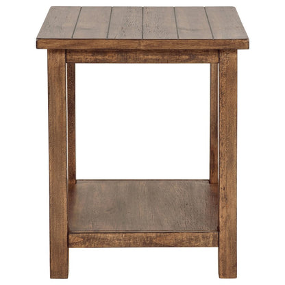Castleton Distressed Brown Wood End Table with Shelf