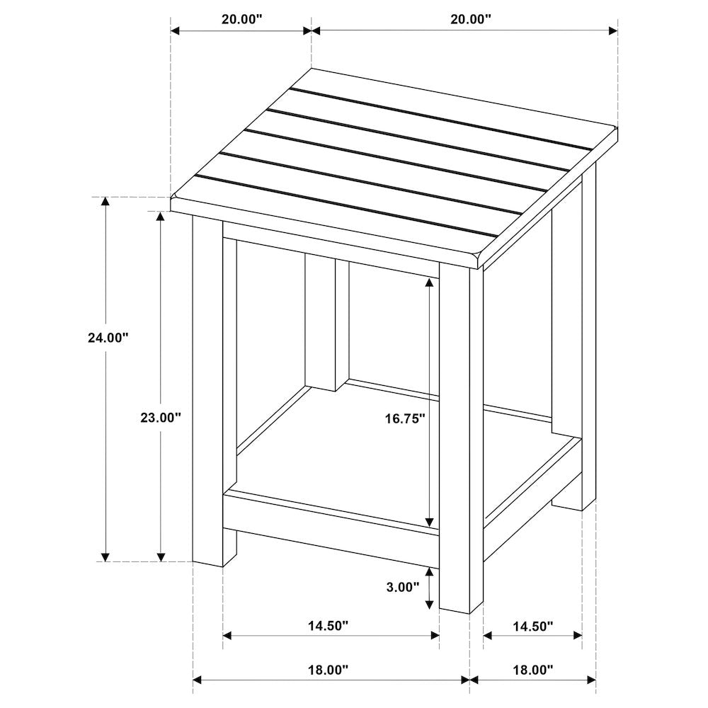 Castleton Distressed Brown Wood End Table with Shelf