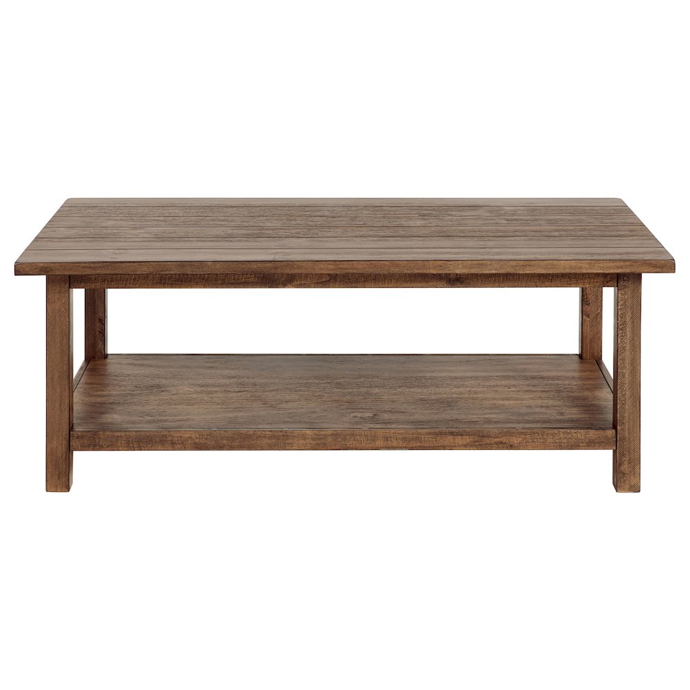 Castleton Distressed Brown Wood Coffee Table with Shelf