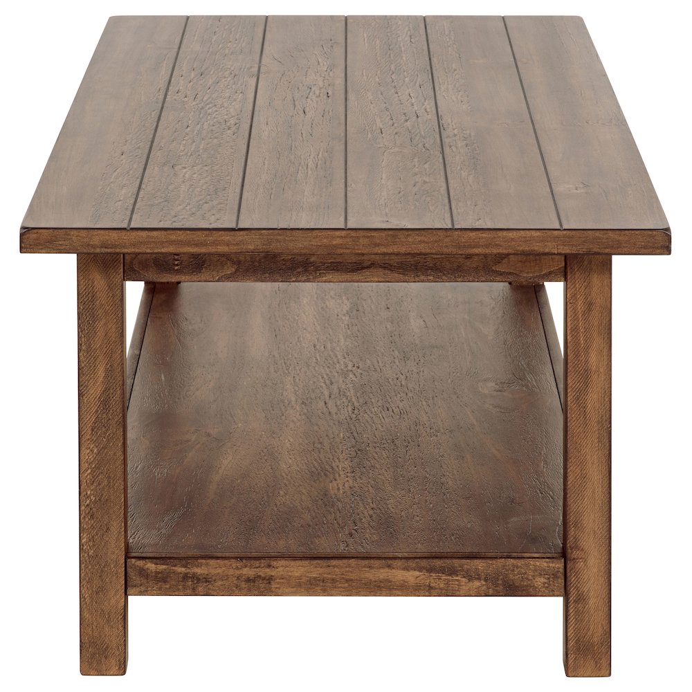 Castleton Distressed Brown Wood Coffee Table with Shelf