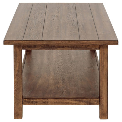 Castleton Distressed Brown Wood Coffee Table with Shelf