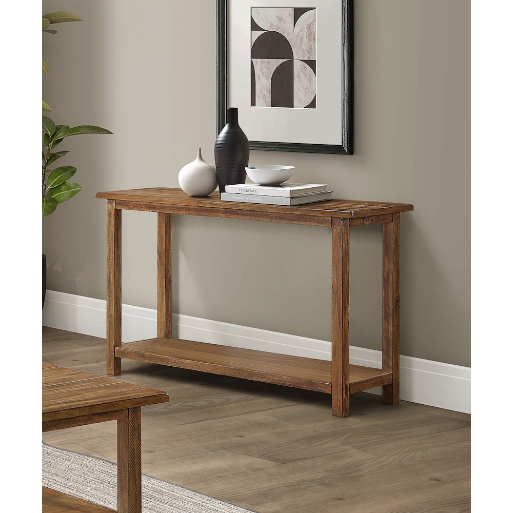 Castleton Distressed Brown Wood Entryway Sofa Console Table