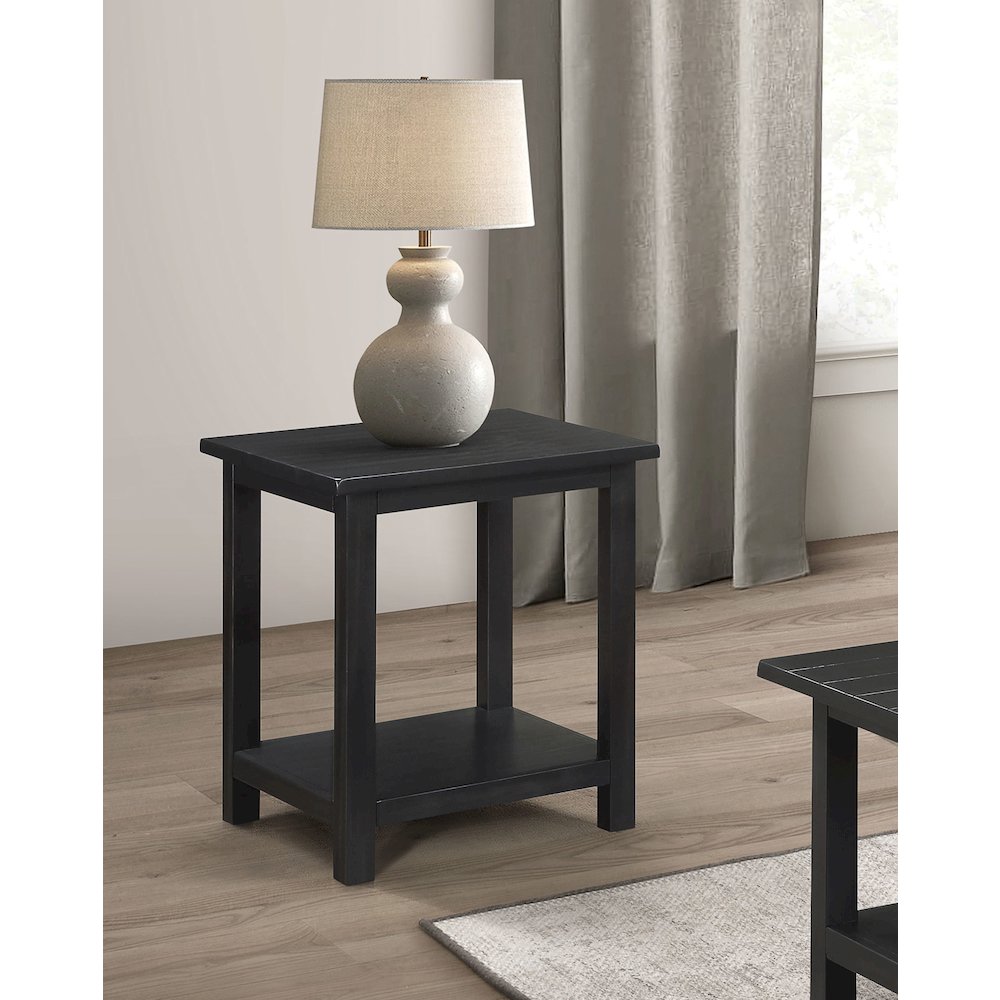 Castleton Distressed Java Wood End Table with Shelf