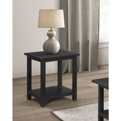Castleton Distressed Java Wood End Table with Shelf